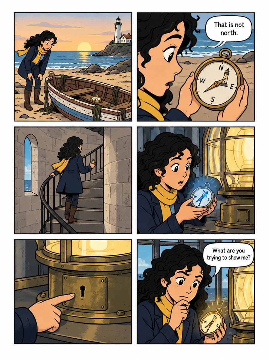 First comic page after changing the compass glow in a selected panel